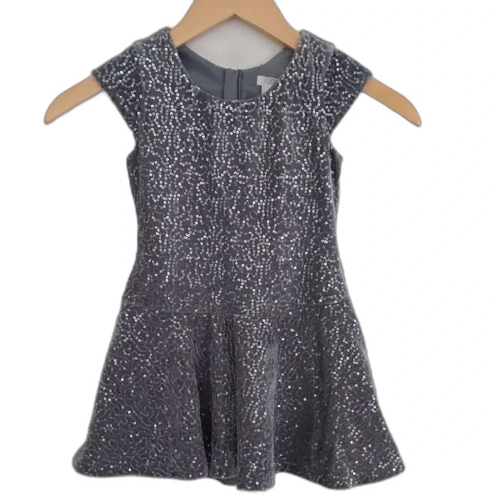 Joe Fresh Girls' Silver Sequin Fit-and-Flare Dress